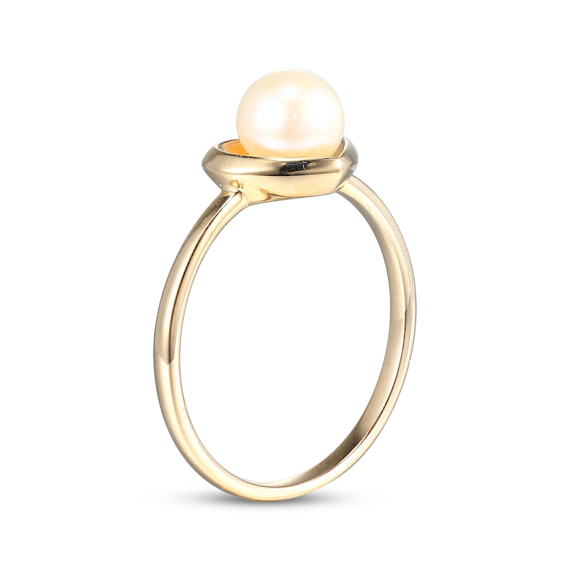 Main Image 2 of Cultured Pearl Heart Ring 10K Yellow Gold