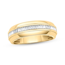 Men's Baguette-Cut Diamond Channel Fashion Ring 1/2 ct tw 10K Yellow Gold