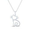 Thumbnail Image 2 of Gift Boxed Cat Silhouette Diamond Accent Necklace Sterling Silver 18&quot;