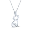 Thumbnail Image 4 of Gift Boxed Cat Silhouette Diamond Accent Necklace Sterling Silver 18&quot;