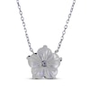 Thumbnail Image 0 of White Lab-Created Sapphire & Mother-of-Pearl Flower Necklace Sterling Silver 18"