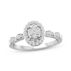 Thumbnail Image 0 of Multi-Diamond Oval Halo Engagement Ring 1/3 ct tw 10K White Gold