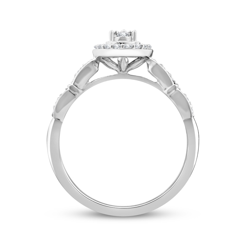 Multi-Diamond Oval Halo Engagement Ring 1/3 ct tw 10K White Gold