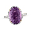 Thumbnail Image 0 of Oval-Cut Amethyst & Diamond Halo Ring 1/15 ct tw 14K Yellow Gold