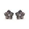 Thumbnail Image 2 of Black Mother-of-Pearl & White Lab-Created Sapphire Flower Stud Earrings Sterling Silver