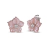 Thumbnail Image 1 of Pink Mother-of-Pearl & White Lab-Created Sapphire Flower Stud Earrings Sterling Silver