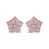 Thumbnail Image 2 of Pink Mother-of-Pearl & White Lab-Created Sapphire Flower Stud Earrings Sterling Silver