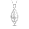 Thumbnail Image 0 of Cultured Pearl & Diamond Infinity Necklace 1/5 ct tw Sterling Silver 18"