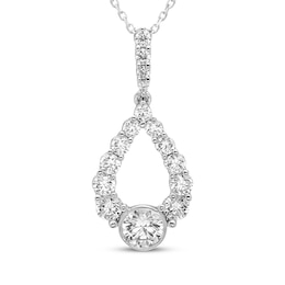 Milestones Diamond Teardrop Dangle Necklace 2 ct tw 10K White Gold 18&quot;