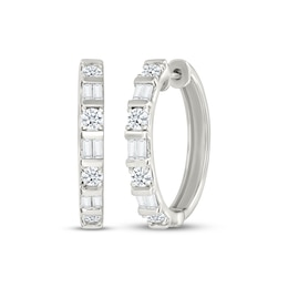 KAY Lab-Grown Diamonds Baguette & Round-Cut Hoop Earrings 1 ct tw 10K White Gold