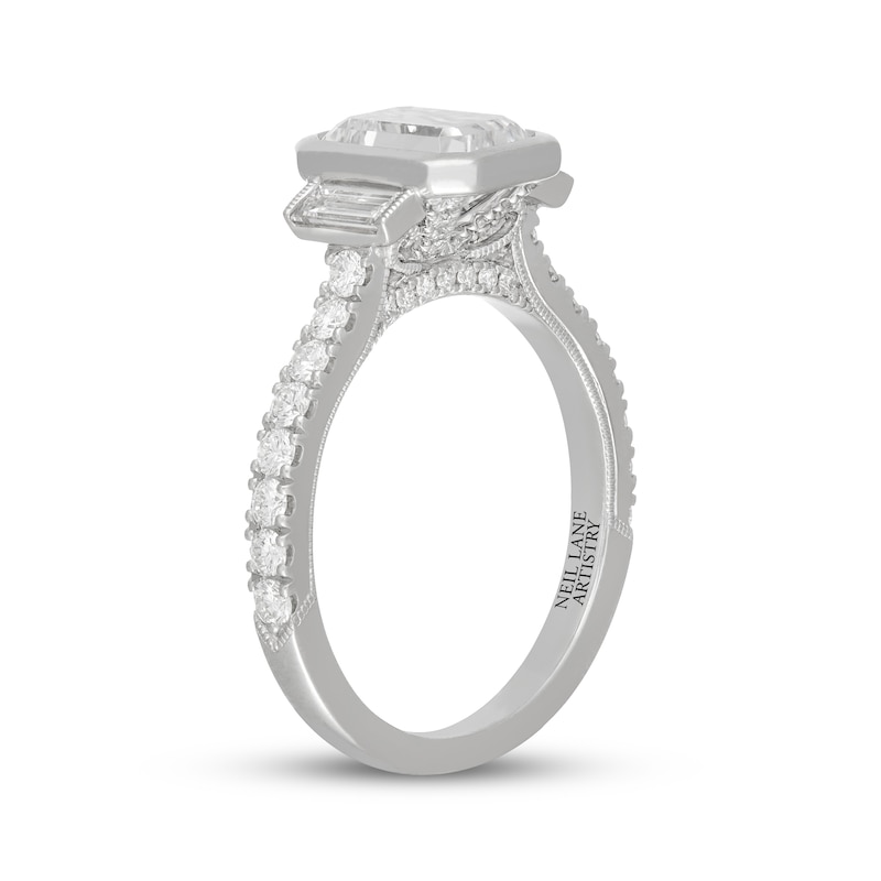 Main Image 2 of Neil Lane Artistry Emerald-Cut Lab-Grown Diamond Bezel-Set Engagement Ring 2-1/4 ct tw 14K White Gold