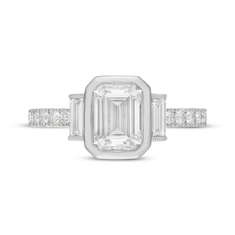 Main Image 3 of Neil Lane Artistry Emerald-Cut Lab-Grown Diamond Bezel-Set Engagement Ring 2-1/4 ct tw 14K White Gold