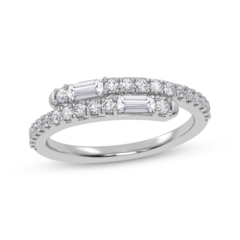 Main Image 1 of Baguette & Round-Cut Diamond Wrap Ring 1/3 ct tw 14K White Gold