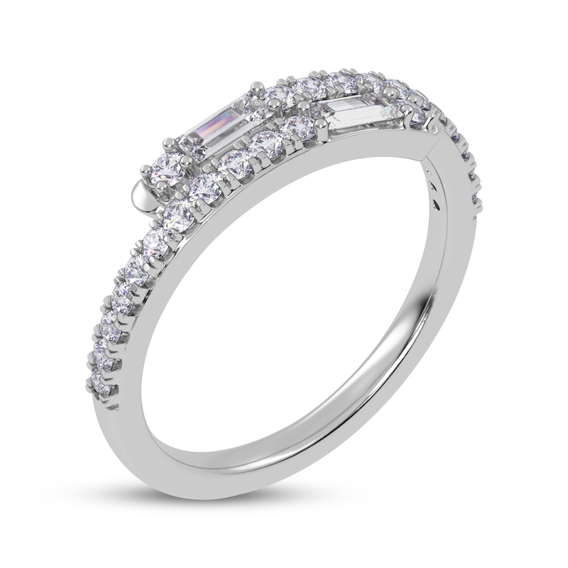 Main Image 2 of Baguette & Round-Cut Diamond Wrap Ring 1/3 ct tw 14K White Gold