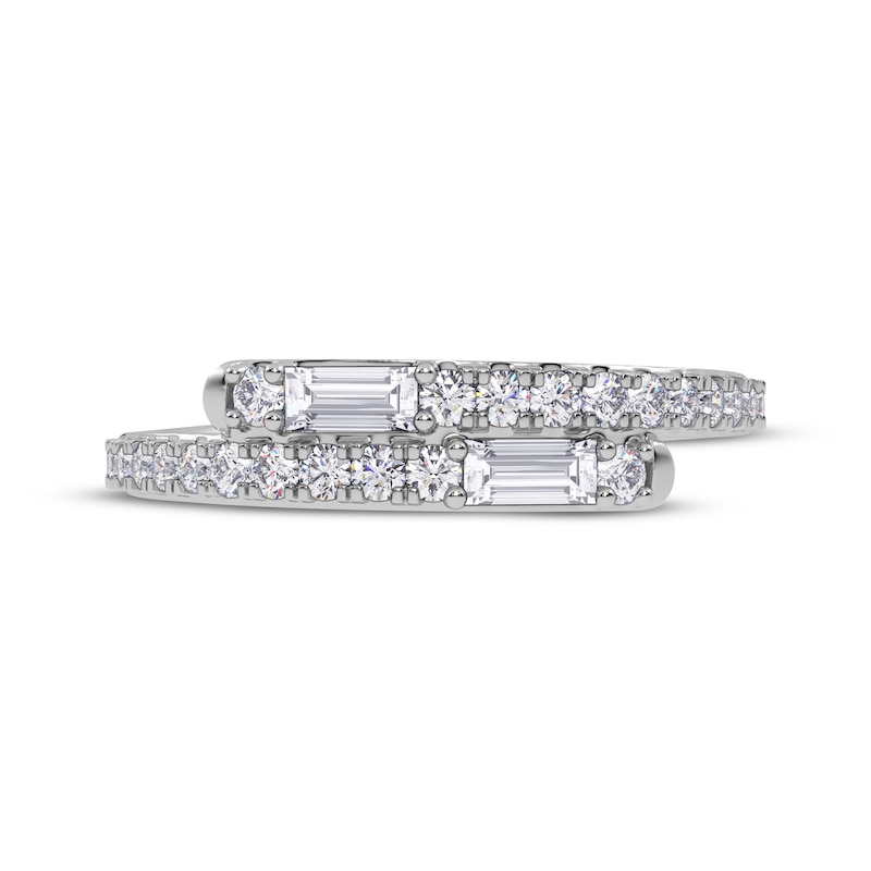 Main Image 3 of Baguette & Round-Cut Diamond Wrap Ring 1/3 ct tw 14K White Gold