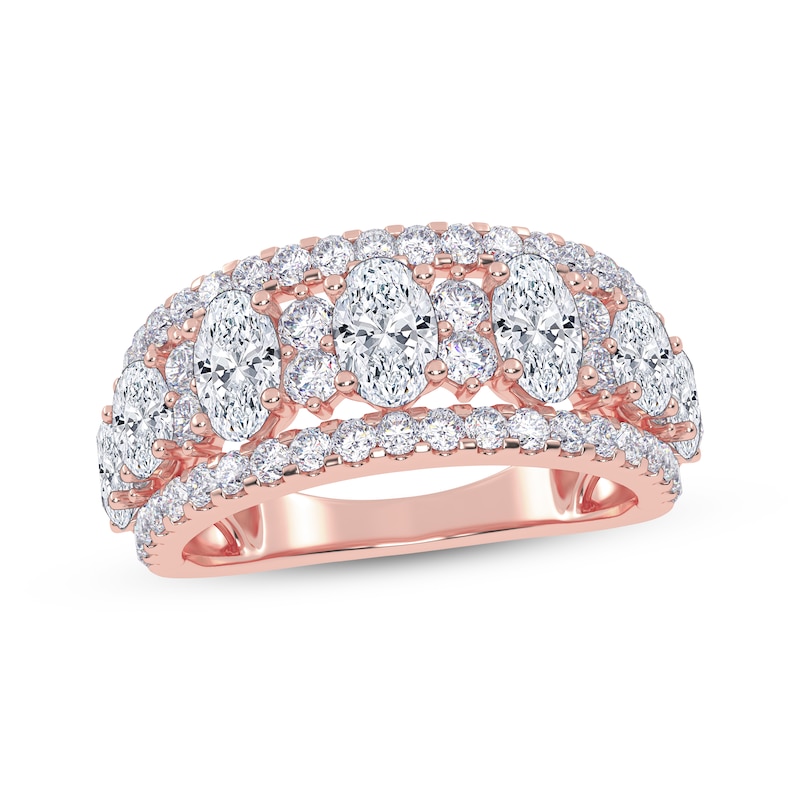 Main Image 1 of Lab-Grown Diamonds by KAY Oval & Round-Cut Ring 2 ct tw 14K Rose Gold