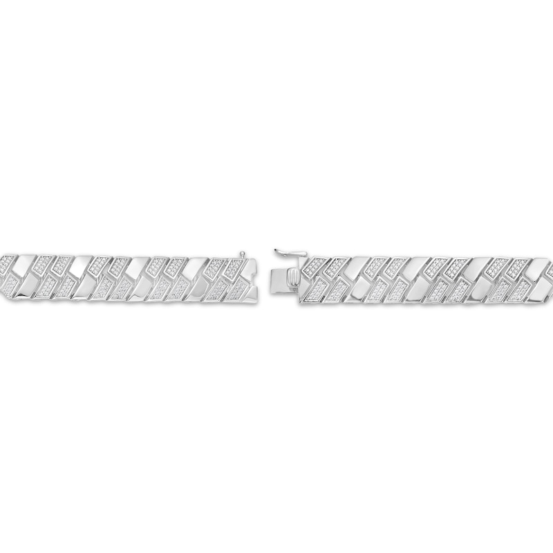 Main Image 3 of Men's Diamond Patterned Link Bracelet 2-1/2 ct tw Sterling Silver 8.5&quot;