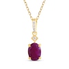 Thumbnail Image 1 of Oval-Cut Natural Ruby & Diamond Drop Necklace 1/20 ct tw 14K Yellow Gold 18&quot;