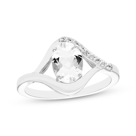 Oval-Cut White Lab-Created Sapphire Ring Sterling Silver