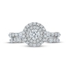 Thumbnail Image 3 of Round-Cut Diamond Double Halo Bridal Set 7/8 ct tw 10K White Gold