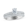 Thumbnail Image 1 of Oval-Cut Diamond Pavé Shank Bridal Set 1-1/3 ct tw 14K White Gold