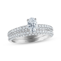 Oval-Cut Diamond Pavé Shank Bridal Set 1-1/3 ct tw 14K White Gold