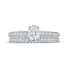 Thumbnail Image 3 of Oval-Cut Diamond Pavé Shank Bridal Set 1-1/3 ct tw 14K White Gold