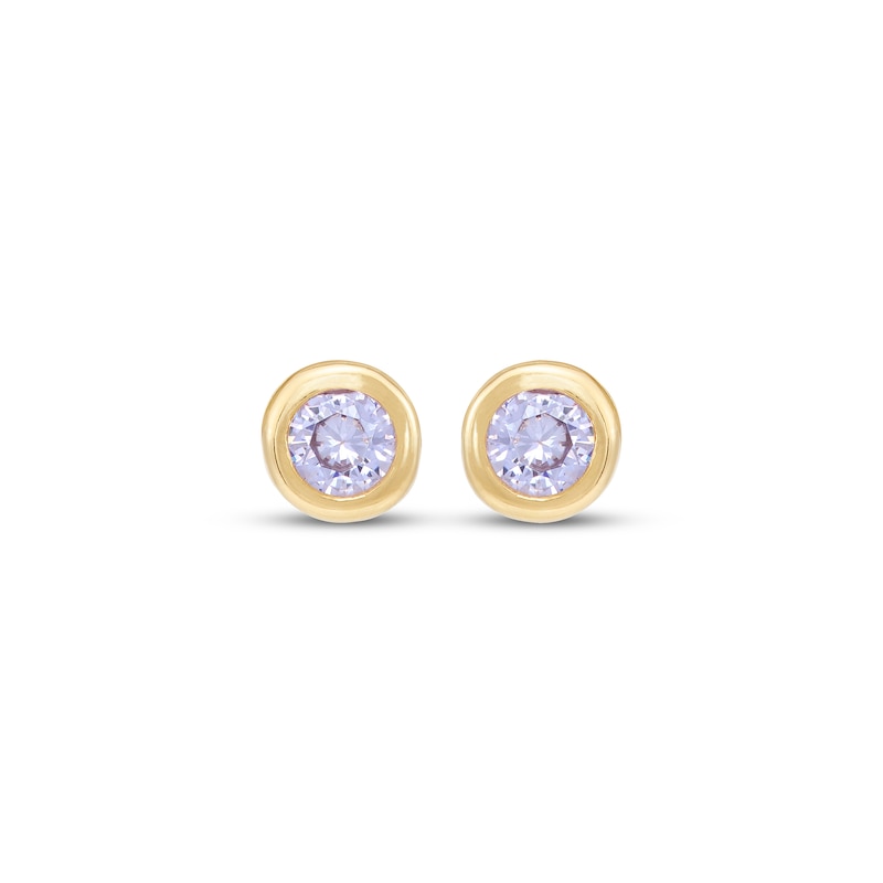 Main Image 2 of Children's Round-Cut Amethyst Stud Earrings 14K Yellow Gold