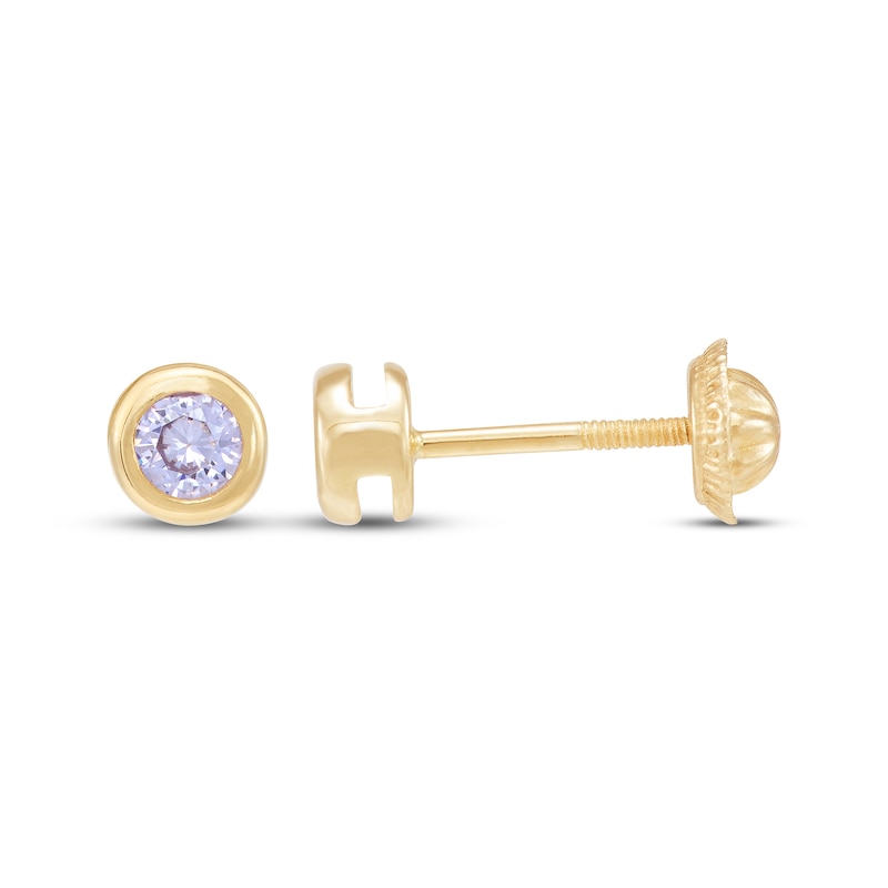 Main Image 3 of Children's Round-Cut Amethyst Stud Earrings 14K Yellow Gold