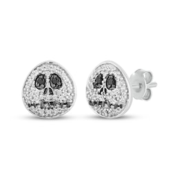 Disney Treasures The Nightmare Before Christmas Black & White Diamond Stud Earrings 1/6 ct tw Sterling Silver