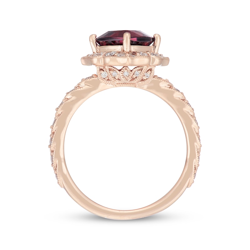 Main Image 3 of Neil Lane Cushion-cut Garnet Engagement Ring 1/2 ct tw Diamonds 14K Rose Gold