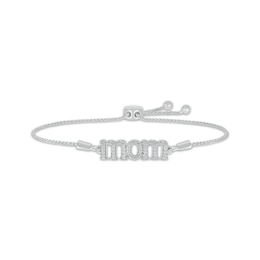 Diamond &quot;Mom&quot; Bolo Bracelet 1/15 ct tw Sterling Silver