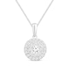 Thumbnail Image 1 of Multi-Diamond Halo Necklace 1/2 ct tw 14K White Gold 19&quot;