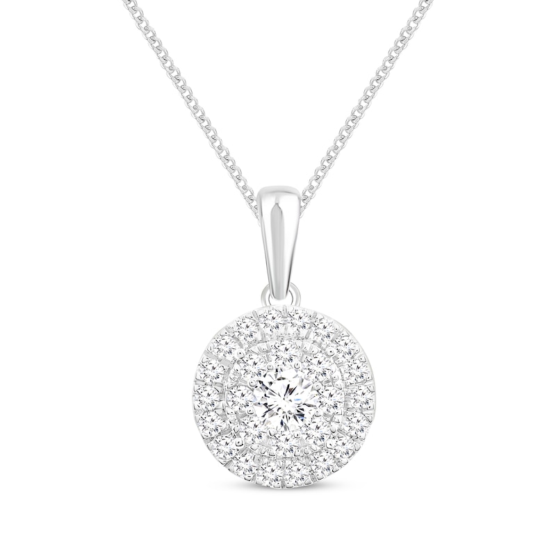 Multi-Diamond Halo Necklace 1/2 ct tw 14K White Gold 19