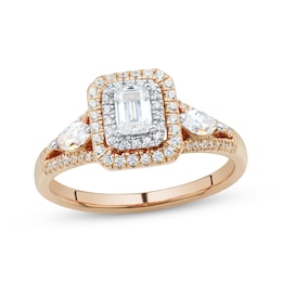 Adore Emerald-Cut Diamond Double Frame Engagement Ring 1 ct tw 14K Two-Tone Gold