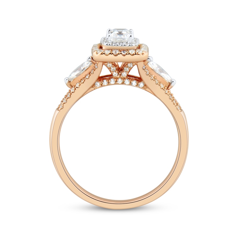Emerald-Cut Diamond Double Frame Engagement Ring 1 ct tw 14K Two-Tone ...