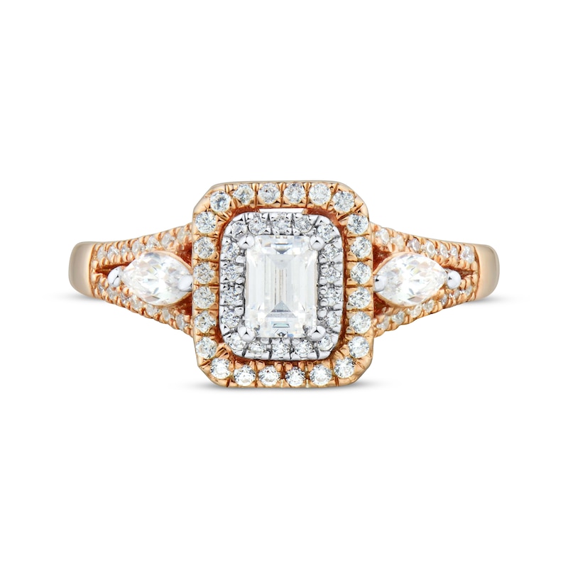 Emerald-Cut Diamond Double Frame Engagement Ring 1 ct tw 14K Two-Tone ...