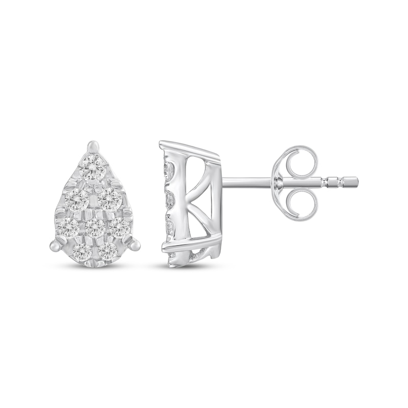 Main Image 3 of Diamond Teardrop Stud Earrings 1/2 ct tw 10K White Gold