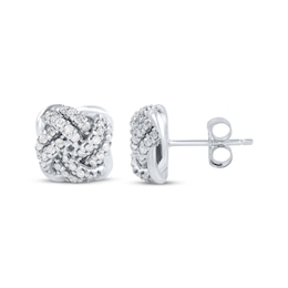 Diamond Love Knot Stud Earrings 1/3 ct tw 10K White Gold