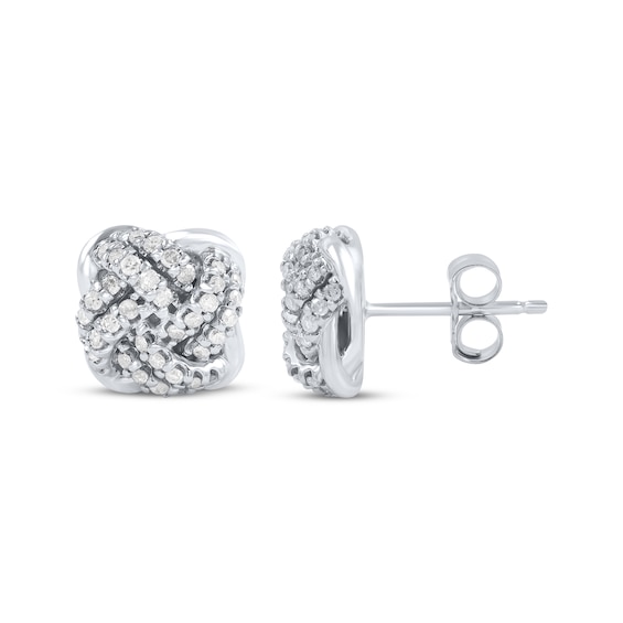 Unstoppable Love Diamond Twist Double Hoop Earrings 1/5 ct tw Sterling Silver