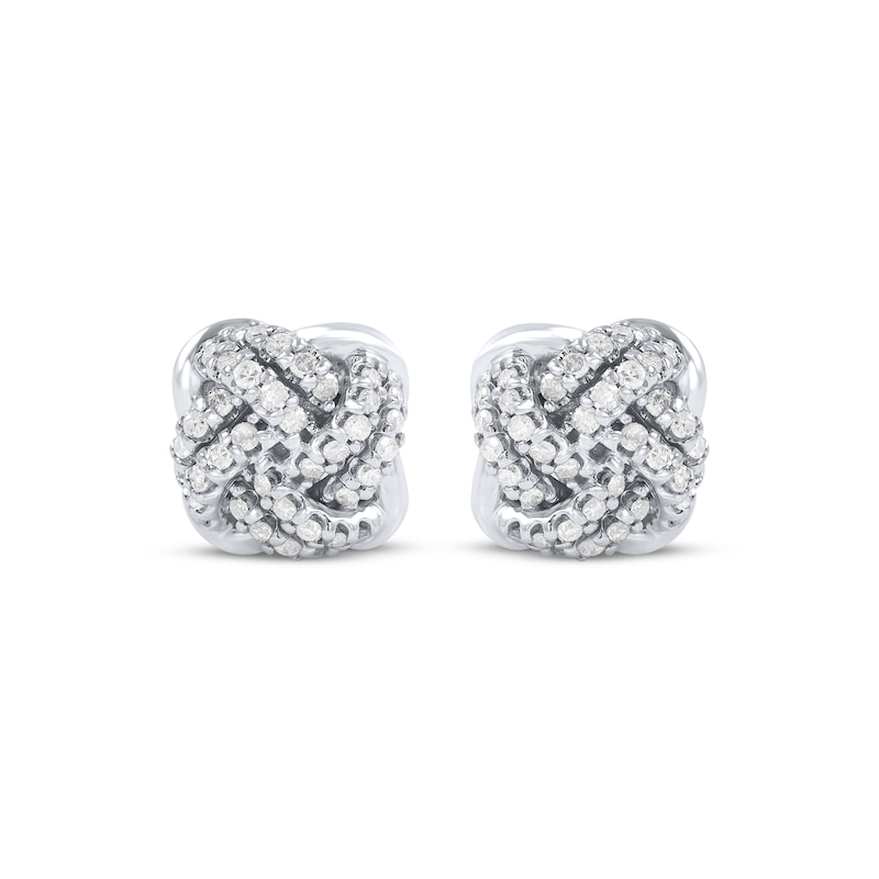 Main Image 2 of Diamond Love Knot Stud Earrings 1/3 ct tw 10K White Gold