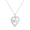 Thumbnail Image 2 of Cultured Pearl & White Lab-Created Sapphire &quot;Mom&quot; Heart Necklace Sterling Silver 18&quot;