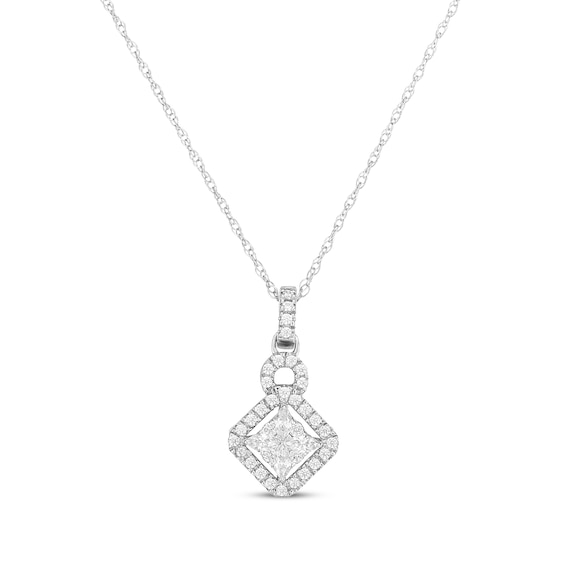 Marquise & Round-Cut Diamond Necklace 1/4 ct tw 14K White Gold 18"