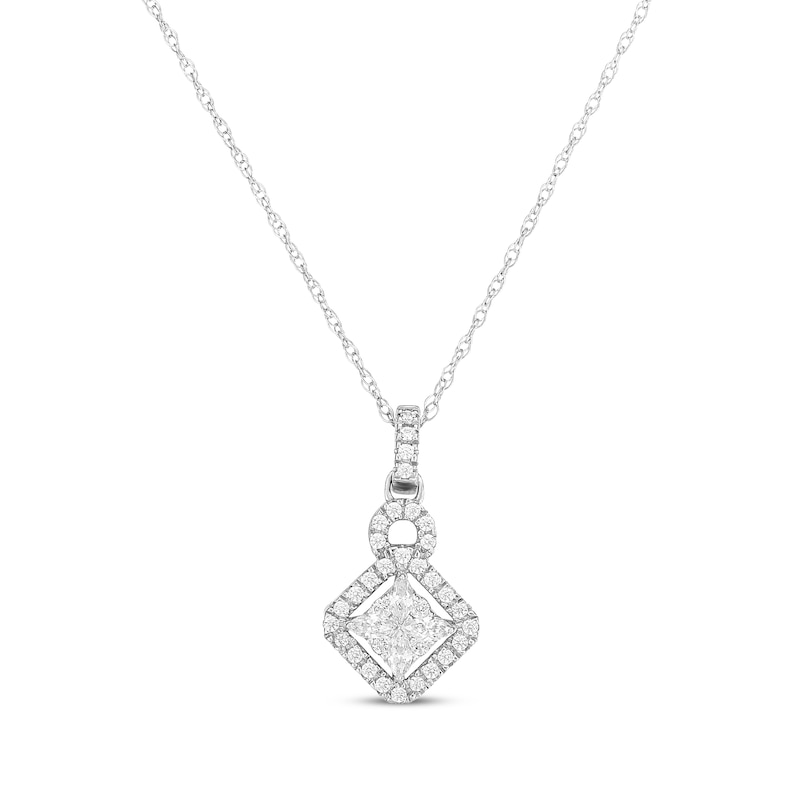 Main Image 1 of Marquise & Round-Cut Diamond Necklace 1/4 ct tw 14K White Gold 18&quot;