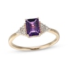 Thumbnail Image 1 of Emerald-Cut Amethyst & Diamond Accent Ring 10K Yellow Gold