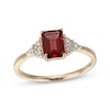 Thumbnail Image 1 of Emerald-Cut Garnet & Diamond Accent Ring 10K Yellow Gold