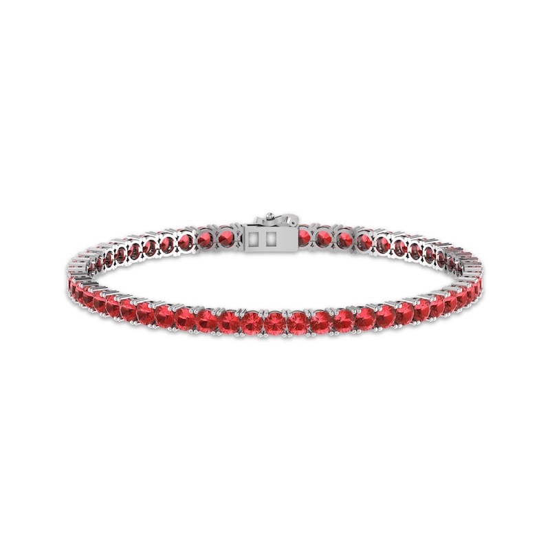 Men's Lab-Created Ruby Tennis Bracelet Sterling Silver 8.5