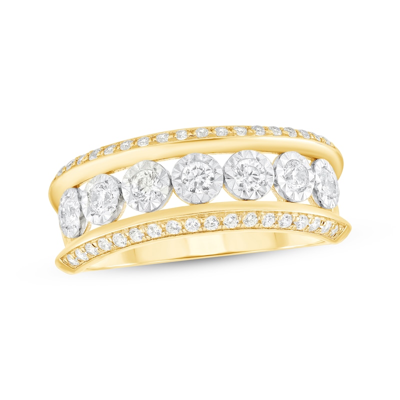 Main Image 1 of Diamond Seven-Stone Curved Anniversary Ring 1/2 ct tw 10K Yellow Gold