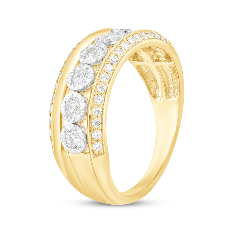 Main Image 2 of Diamond Seven-Stone Curved Anniversary Ring 1/2 ct tw 10K Yellow Gold