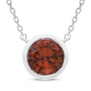 Thumbnail Image 1 of Garnet Solitaire Bezel-Set Necklace Sterling Silver 18&quot;